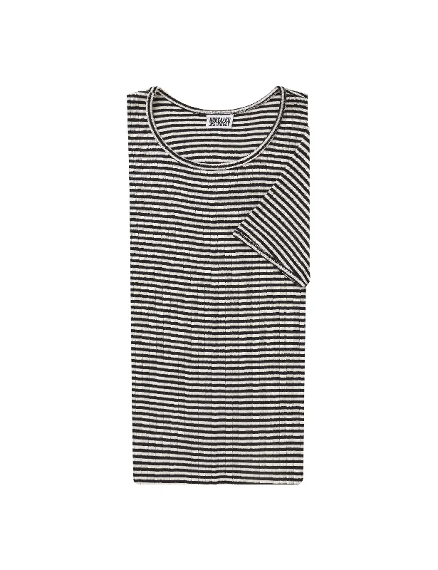 101 Short Sleeve Fine Stripe, Black/Ecru