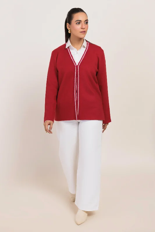 MAROON-FULL SLEEVES CARDIGAN SWEATER (24X-027-66)