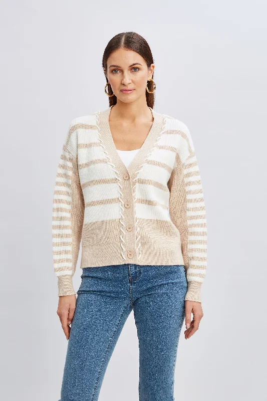 T-Tahari Stripe Stitch Cardigan