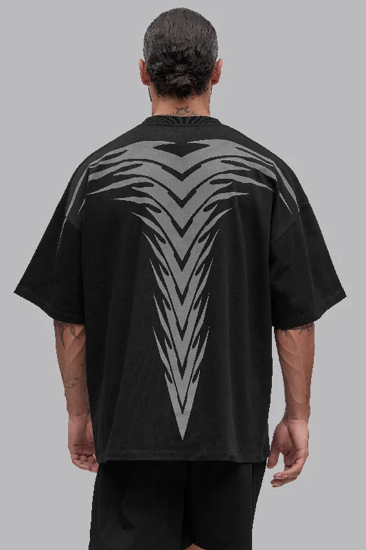 V_LYFE370 SPINE GRAPHIC BOXY T-SHIRT - Black