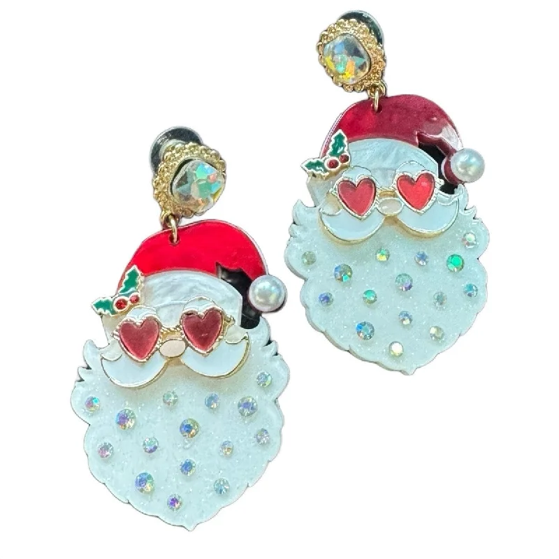 Red Cool Christmas Santa Dangle Earrings