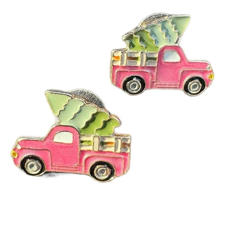 Truck and Tree Christmas Stud Earrings