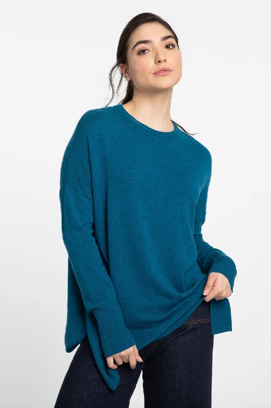 KINROSS CASHMERE - EASY CREW PULLOVER IN ROSEBUD