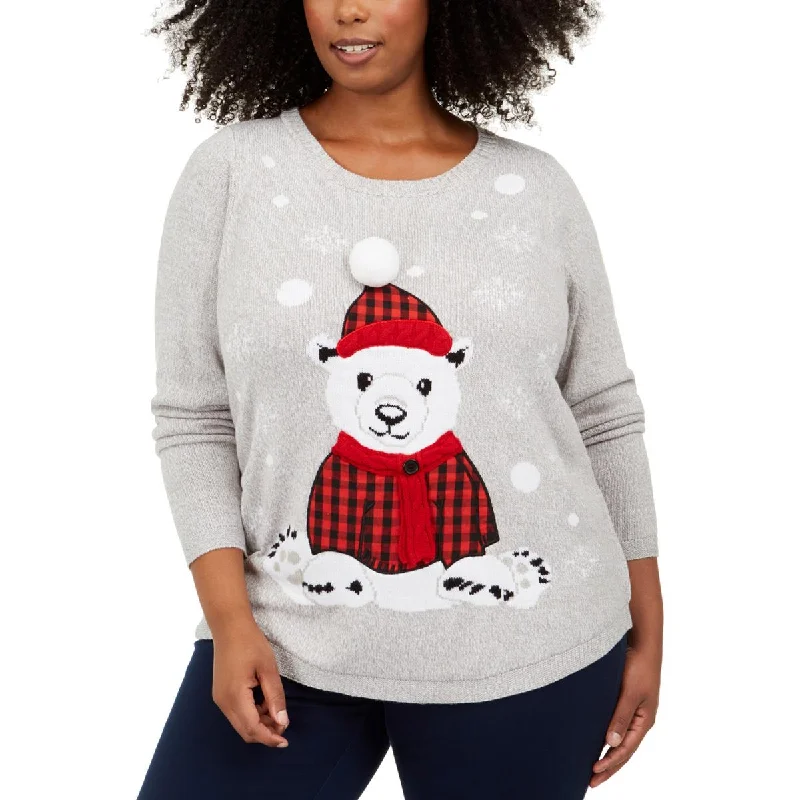 Plus Buffalo Bear Womens Plaid Festive Christmas Sweater