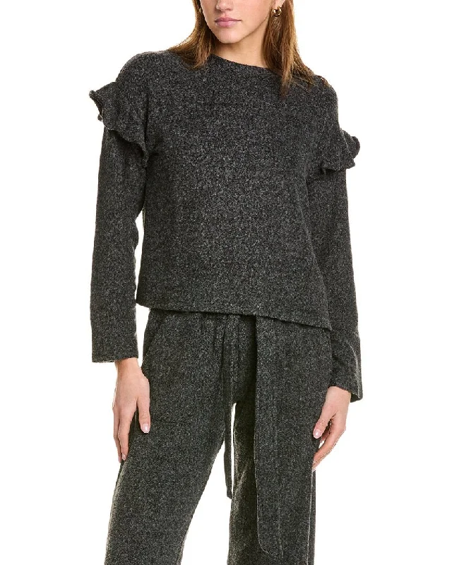 Sol Angeles Brushed Boucle Flounce Pullover