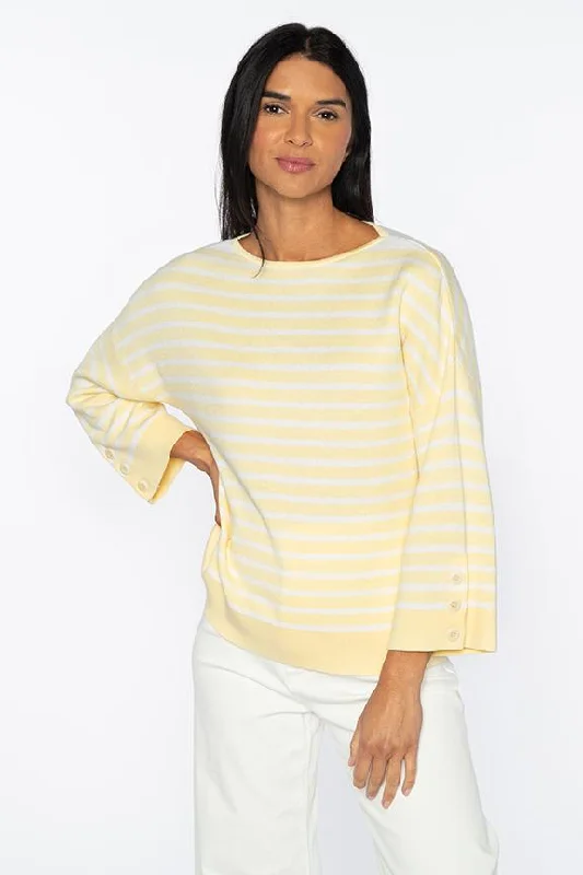 Stripe Button Sleeve Pullover