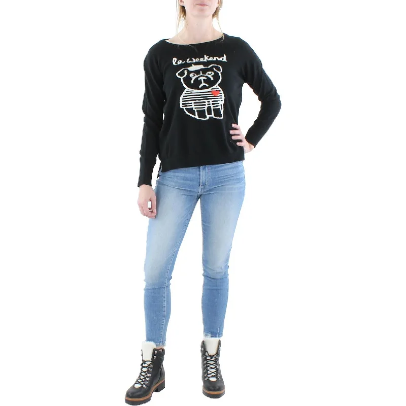 Womens Graphic Knit Pullover Sweater