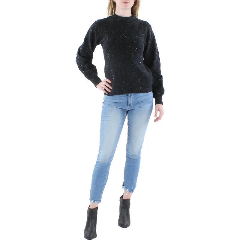 Womens Mock Turtleneck Ribbed Pullover Sweater