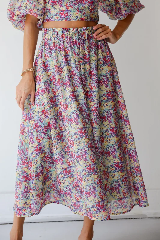 FINAL SALE - Instantly Perfect Multicolored Floral Midi Skirt