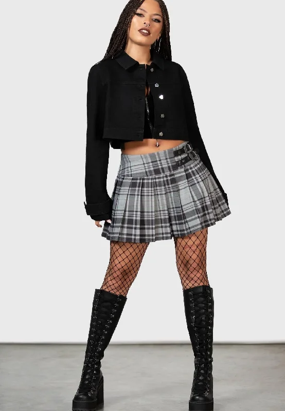 Killstar - Bat Girl Mini Grey Tartan - Skirt