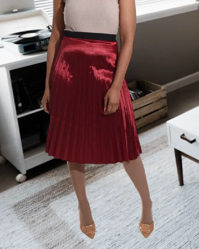 Maroon Pleated Skirt