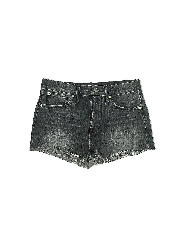 Mid-Rise Denim Shorts in Dark Wash