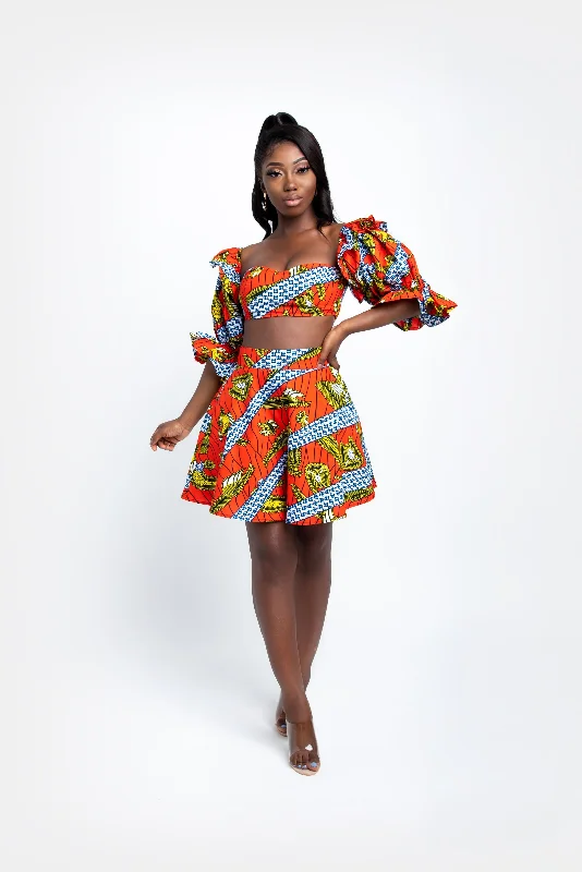 MONIFA African Print Mini Skirt