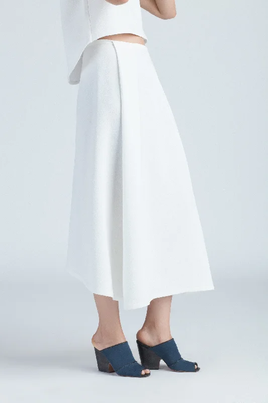 Stream Deep Pleated Midi Skirt - White