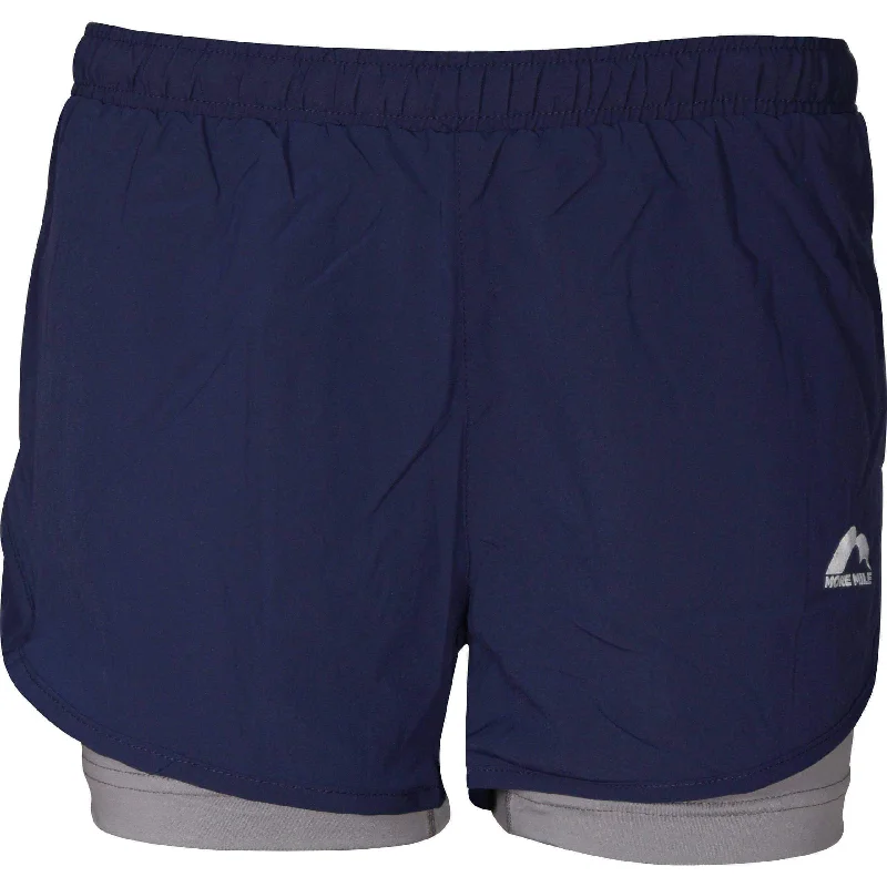 More Mile Conquer 2 in 1 Womens Running Shorts - Navy