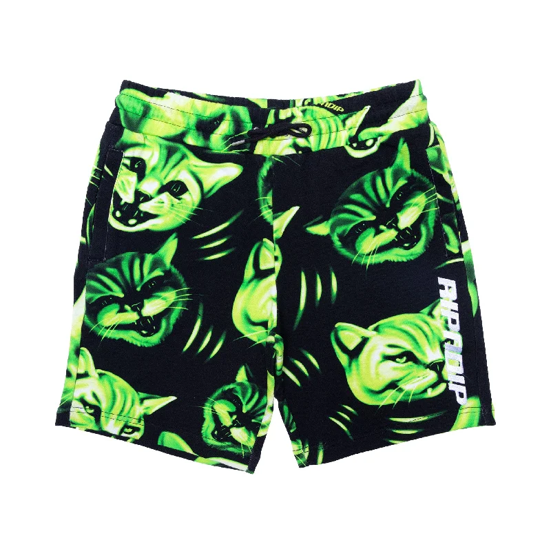 Neon Cat Sweatshorts (Black/Neon)