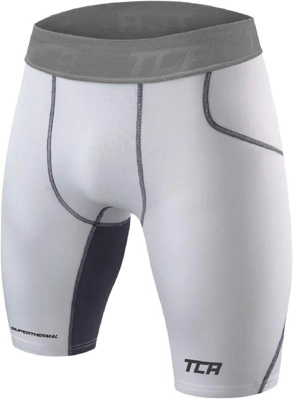 TCA SuperThermal Compression Junior Short Running Tights - White