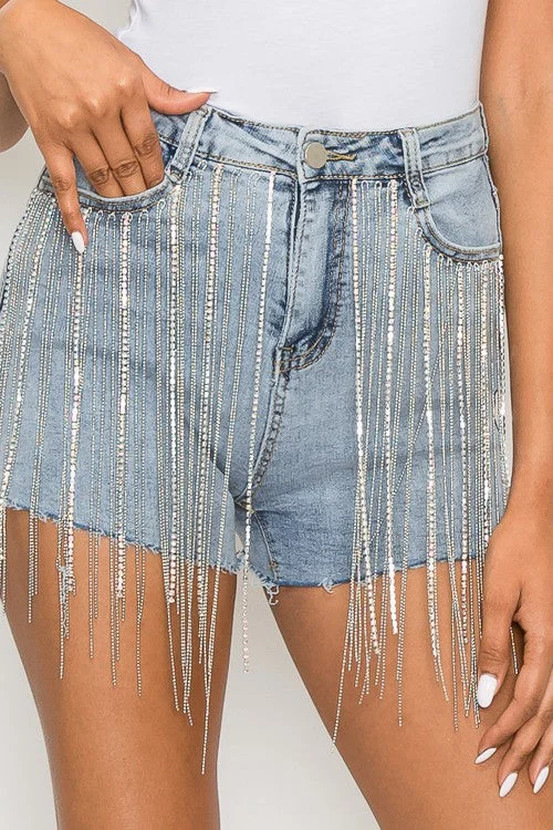 Wild West Rhinestone Fringe Shorts