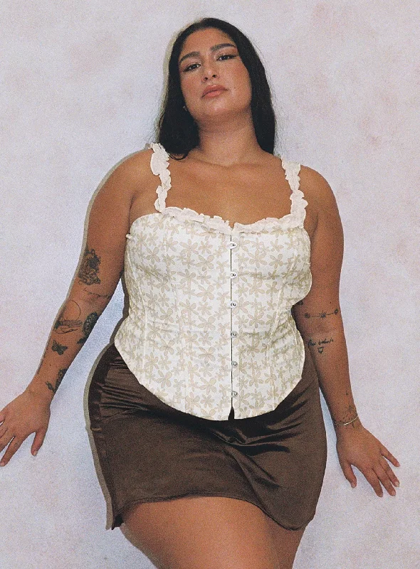 Searle Floral Corset Cream Curve