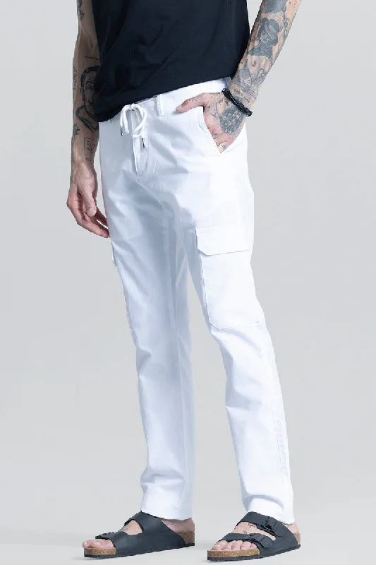 City Breeze White Linen Cargo Pant