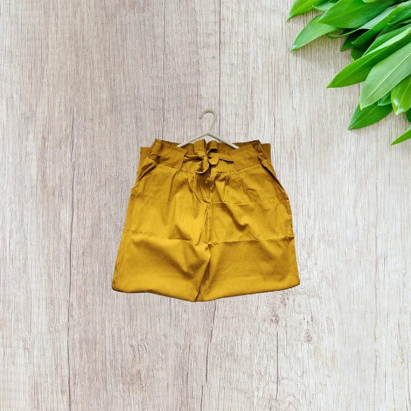 Mustard Cotton Lycra Pants