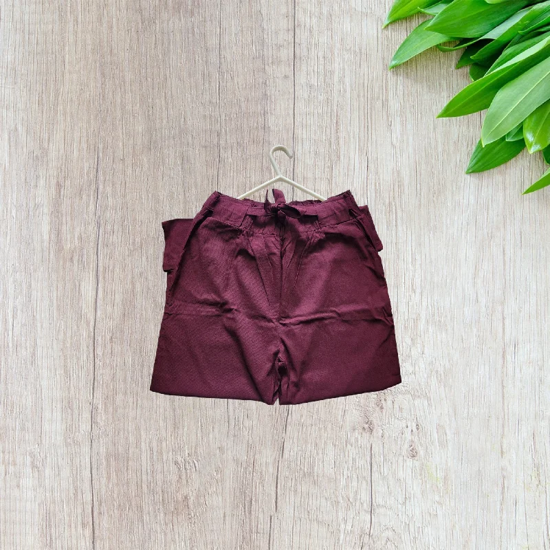 Wine Cotton Lycra Pants