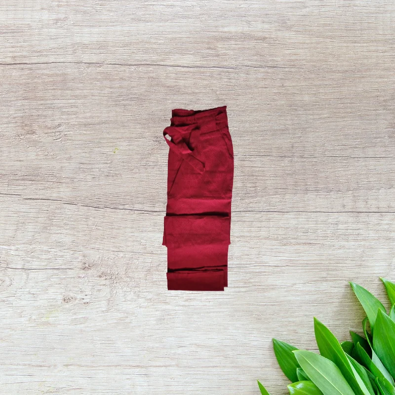 Red Cotton Lycra Pants