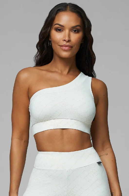 Cream Croc Classic One Shoulder Bra