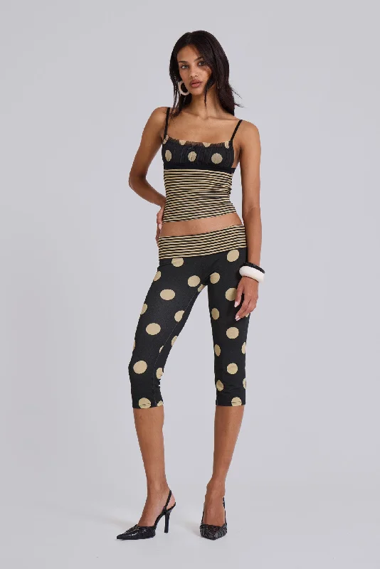 Lola Foldover Capris in Polkadot Stripe