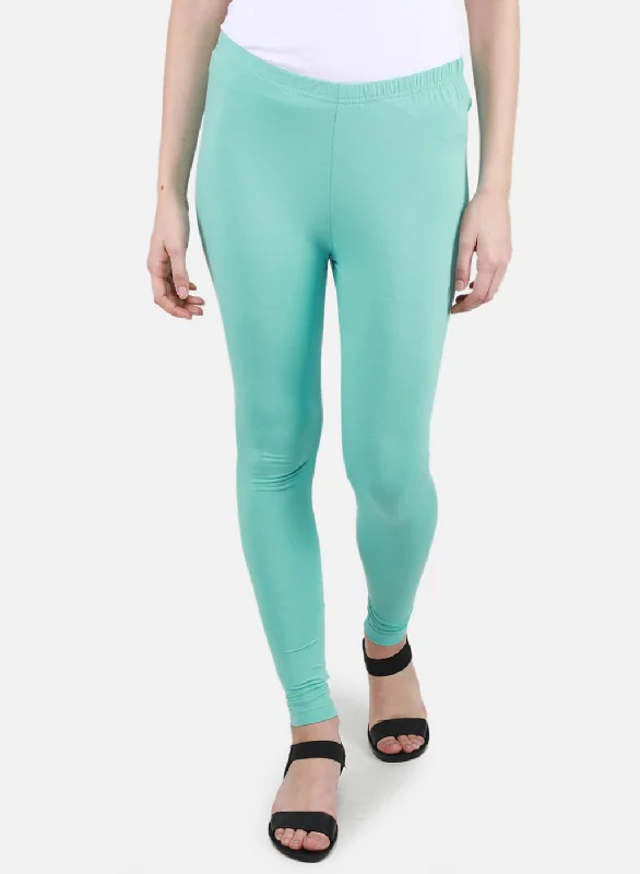 Women Aqua Blue Solid Legging