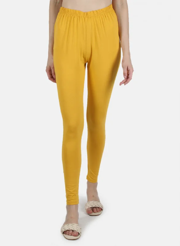 Women Mustard Plain Legging