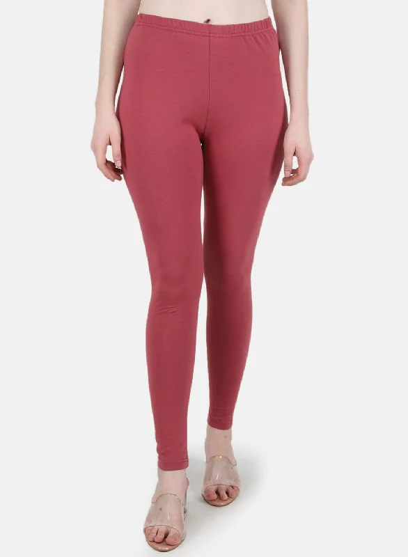 Women Pink Solid Legging