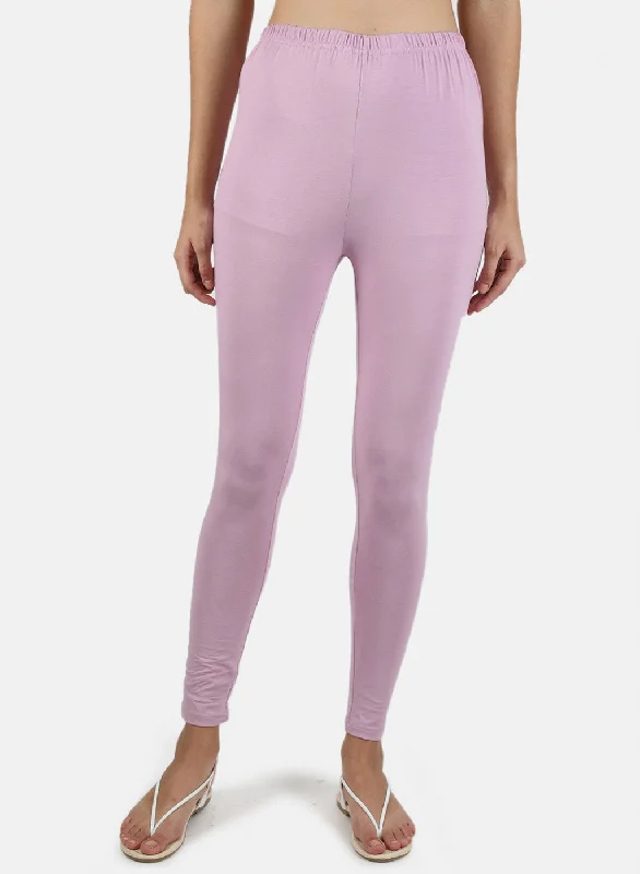 Women Purple Plain Legging