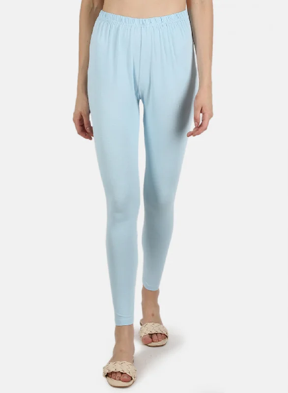 Women Sky Blue Plain Legging