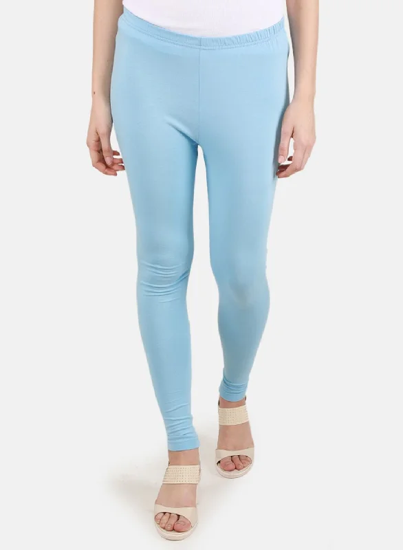 Women Sky Blue Solid Legging