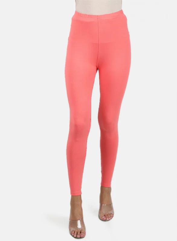 Womens Orange Plain Legging