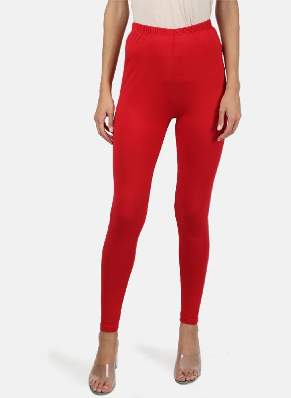 Womens Red Plain Legging