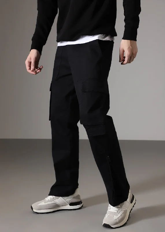 Nero Black Zipper Cargo Pant