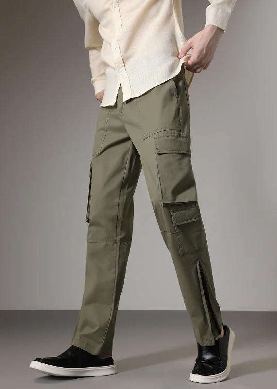 Olive Zipper Cargo Pant