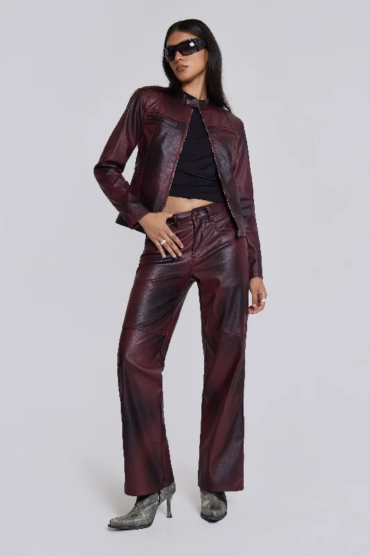 Oxblood Faux Leather Pants