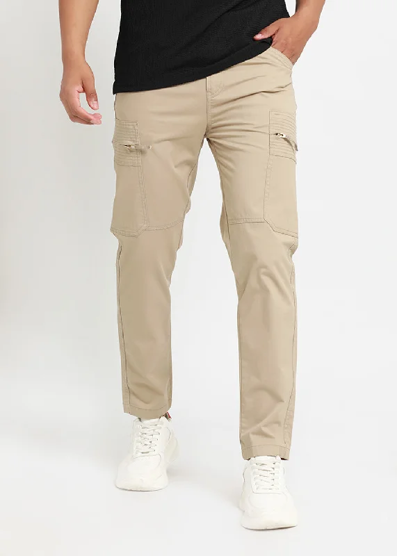 Pumice Beige Zip Cargo Pants