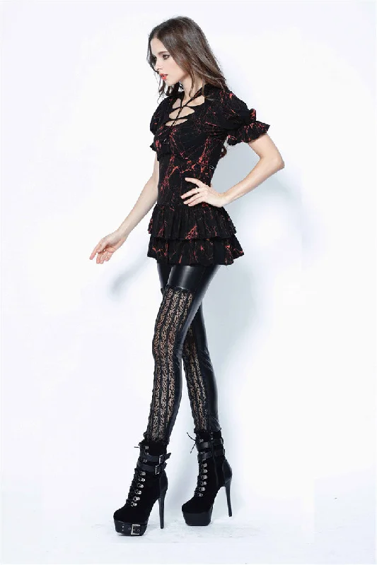 Punk sexy vertical grain lace legging pants PW080