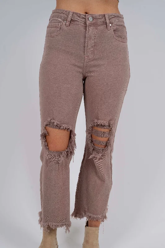 Risen Hailey Straight Leg Jeans (Mauve)