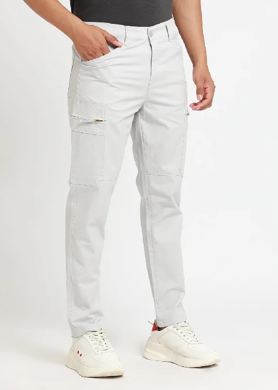 Shale Grey Zip Cargo Pants