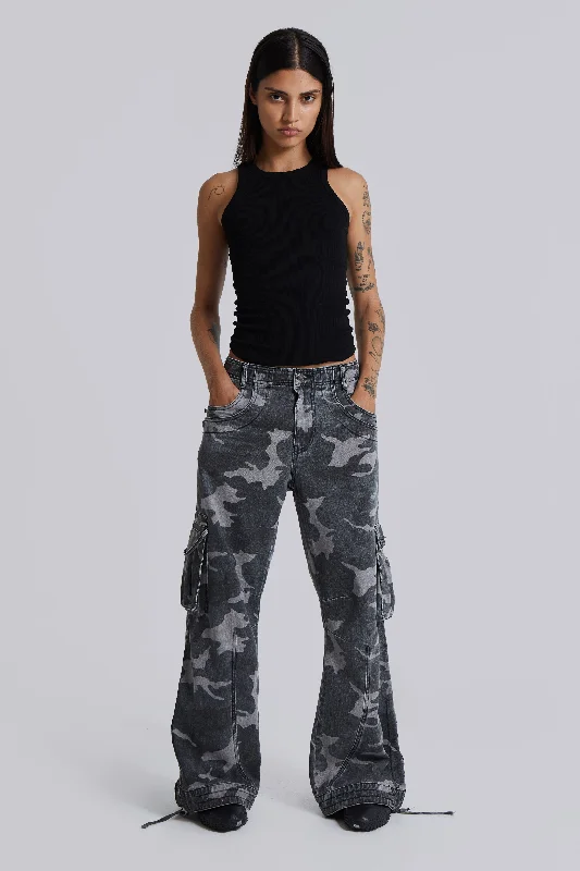 Washed Black Trooper Camo Cargo Pant