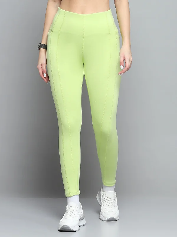 Women Green Solid Regular Fit legging